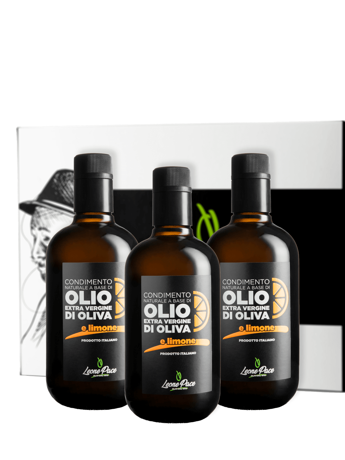 Condimento naturale a base di Olio EVO aromatizzato al limone - Prodotto a freddo - Box 3 x 0,5L - Frantoio Leone Pace