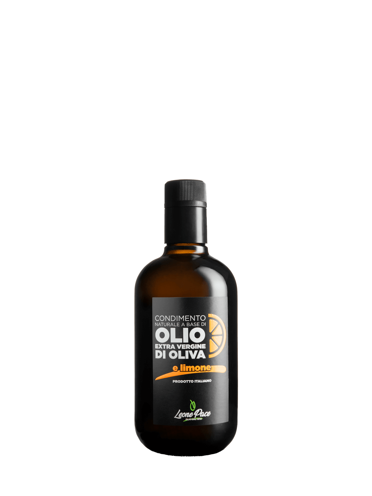 Condimento naturale a base di Olio EVO aromatizzato al limone - Prodotto a freddo - Bottiglia vetro 0,5L - Frantoio Leone Pace
