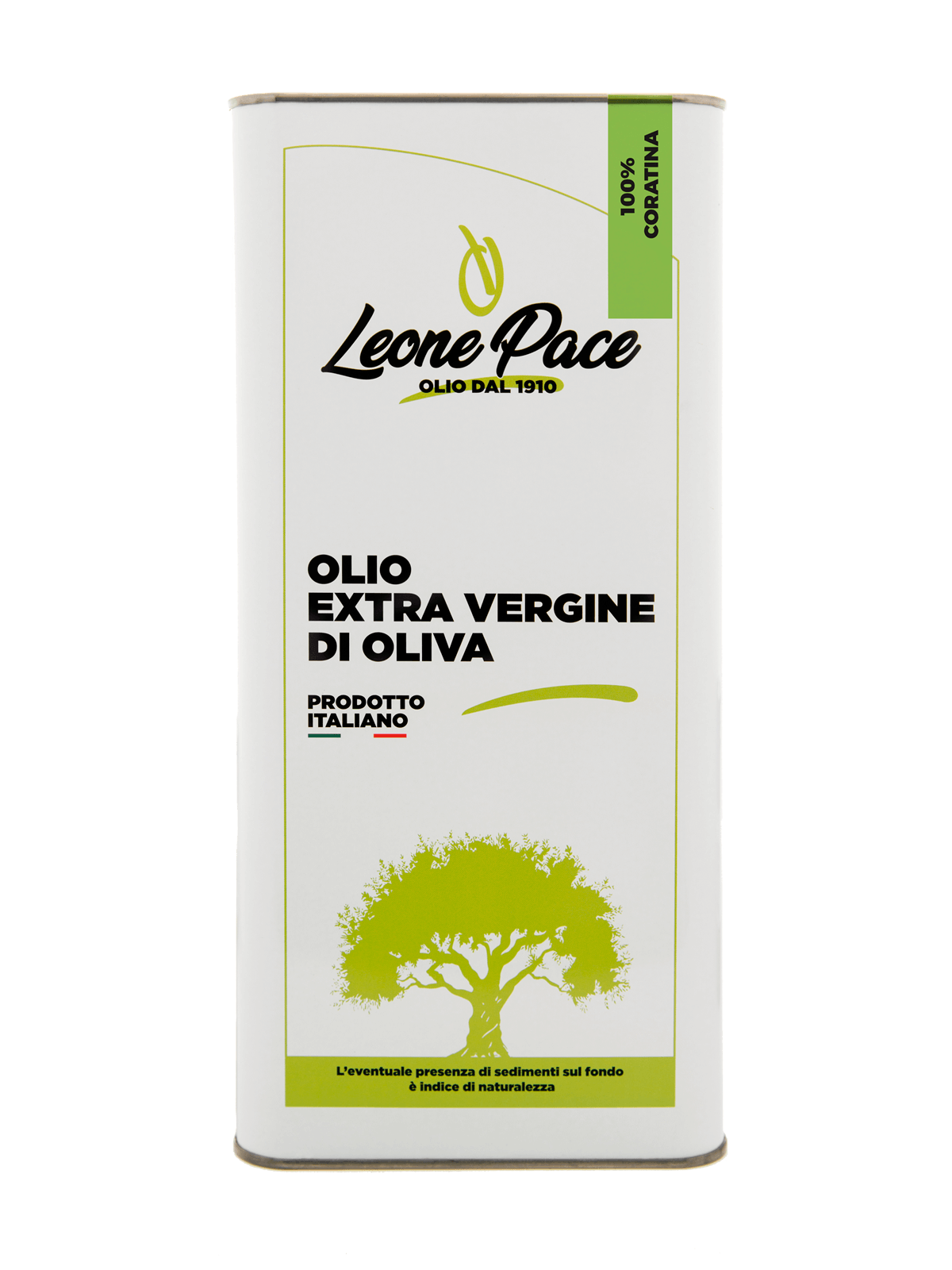 Olio EVO Monovarietale Coratina 100% ITALIANO - Prodotto a freddo - Latta 5L